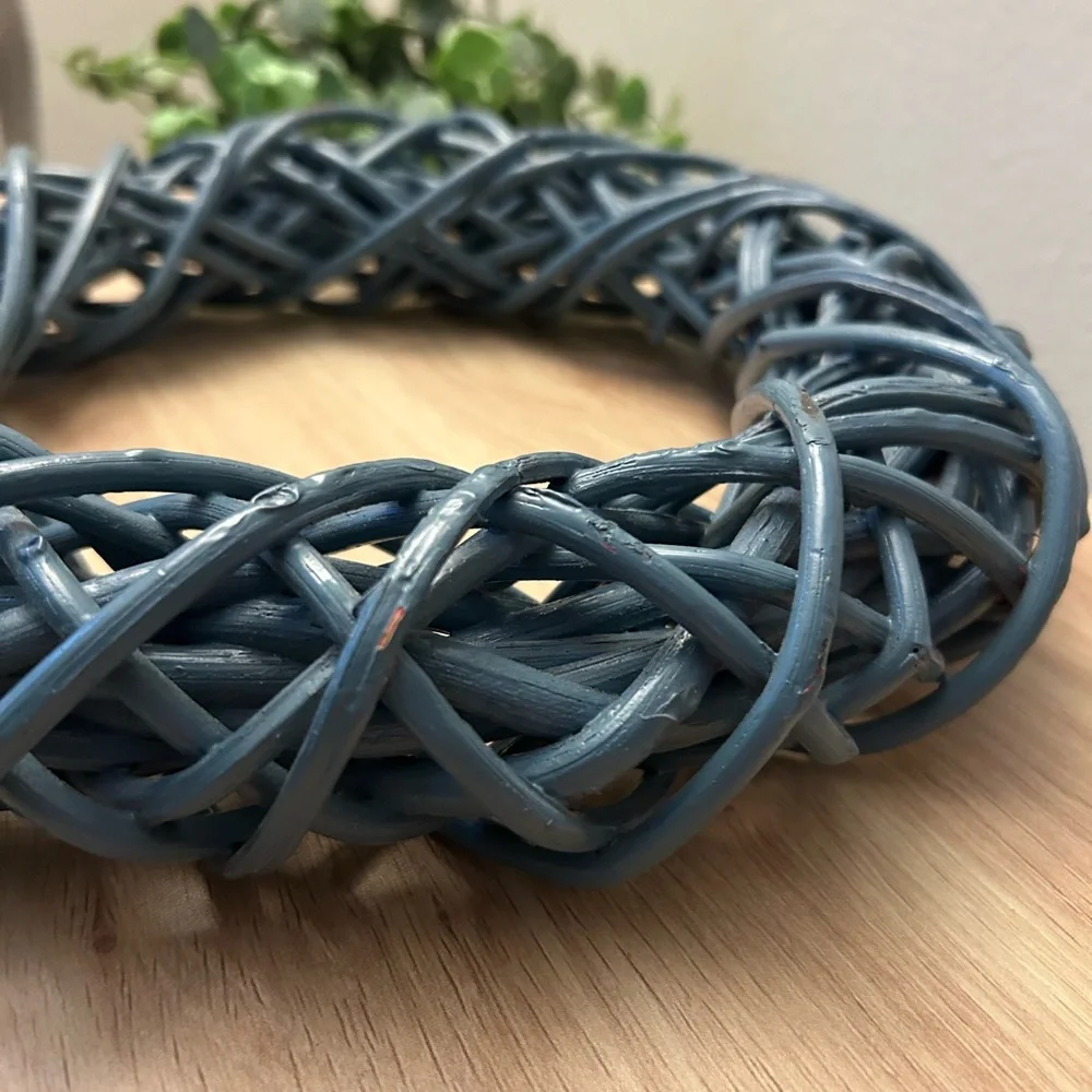 Blue Decorative Wicker Wreath - Home Holiday Accent